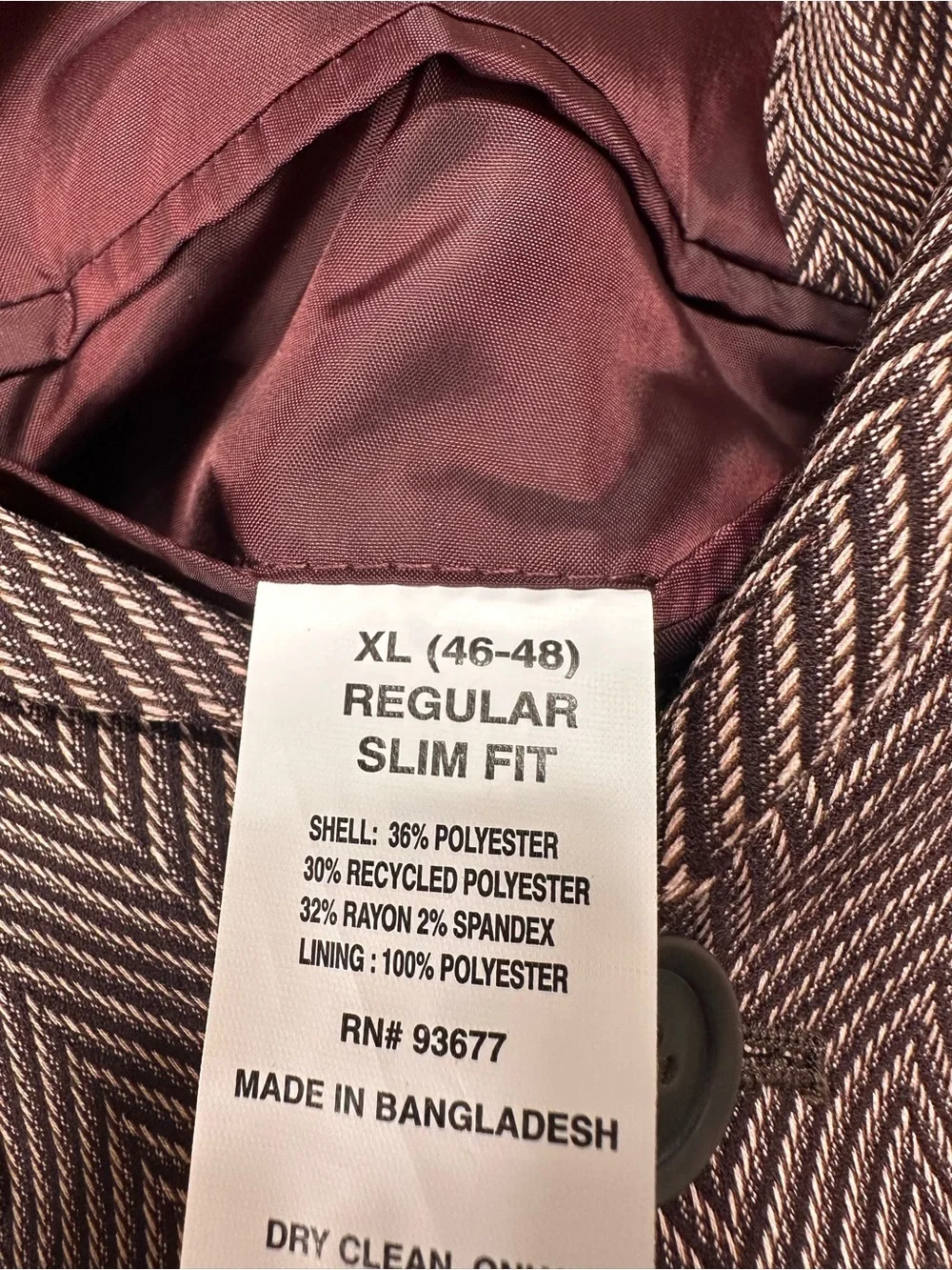 NWT JF Ferrar Blazer Sport Coat Burgundy Herringbone Men’s XL (46/48 REG) $168